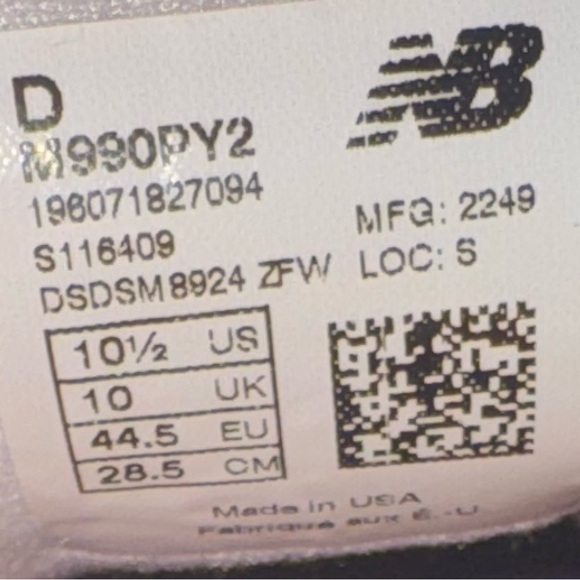 Teddy Santis x New Balance 990v2 Made in USA 'Purple Yellow' - Picture 8 of 9